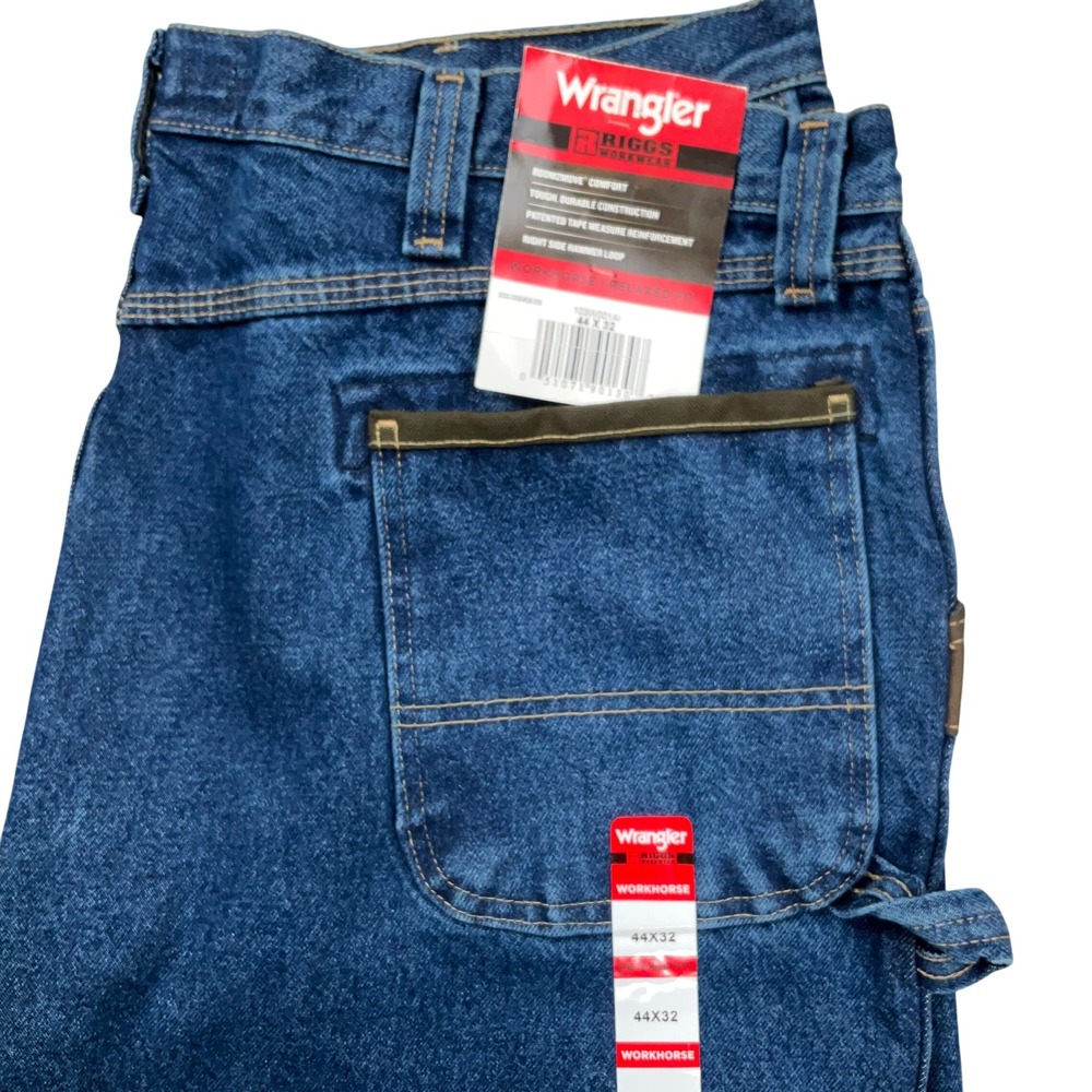 Wrangler Riggs Workwear Jeans Men 44W 32L Blue Carpenter Relaxed 103W001AI‎